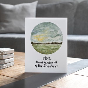 Tarjeta de felicitación "Gracias por todas las aventuras, mamá", Día de la madre, Cumpleaños de mamá, Tarjeta con paisajes naturales