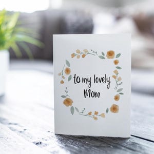 Para mi adorable mamá, tarjeta del día de la madre feliz, tarjeta del día de la madre con flores de acuarela, tarjeta para mamá