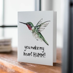 You Make My Heart Humm, Kolibri Valentinstag Karte, Kolibri Liebeskarte, Natur Valentinstag, Jahrestag Karte, Freund oder Freundin