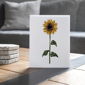 Carte de voeux florale tournesol, carte de fleurs de soleil rustique, carte de ferme de fleurs jaunes, fleurs sauvages jaunes, carte de voeux vierge