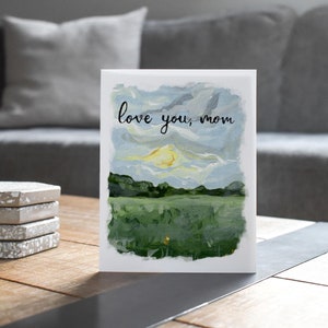 Tarjeta de felicitación "Te amo mamá", día de la madre, cumpleaños de mamá, tarjeta con paisaje natural