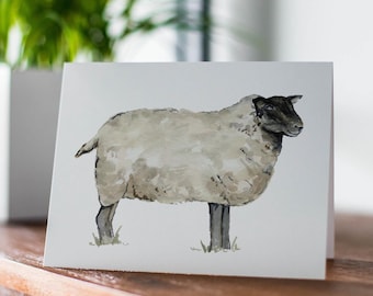 Sheep Greeting Card, Cute Sheep Card, Farm Animal Card, Lamb Greeting Card, Rustic Animal Card