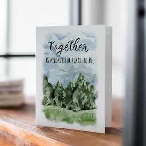 Juntos es un hermoso lugar para estar, tarjeta de aniversario rústica, tarjeta para amantes de las actividades al aire libre, tarjeta para amantes de la naturaleza, aniversario de citas, boda