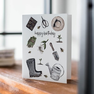 Jardineiro de feliz aniversário, cartão de felicitações de jardinagem, cartão de amante de jardim, cartão de jardineiro rústico, cartão de amante de jardineiro, cartão para mãe e avó