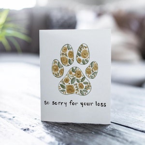 Désolé pour votre perte, carte de voeux pour le deuil d'un animal de compagnie, perte de chien chat, carte de deuil, sympathie, condoléances