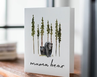 Biglietto d'auguri per mamma orsa, festa della mamma, compleanno della mamma, biglietto per amanti della natura con orsi