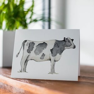 Holstein Cow Greeting Card, Cute Cow Card, Black and White Cow Card, Farm Animal Greeting Card, Rustic Animal Card