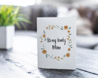 Para mi querida mamá, tarjeta del Día de la Madre, tarjeta del Día de la Madre con flores de acuarela, tarjeta para mamá