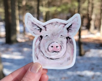 Pig Vinyl Sticker, Farm Animal Water Bottle Sticker, Farmhouse Laptop Sticker, Vinyl Decal, Farm Animals, Pig, Piglet