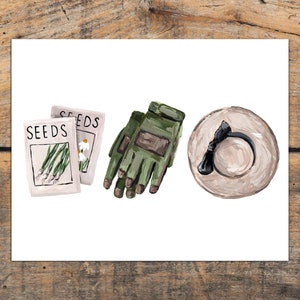 Gardening Tools Art Print, Rustic Garndener Gift, Gift For Grandma or Mom, Gardener Tools Decor