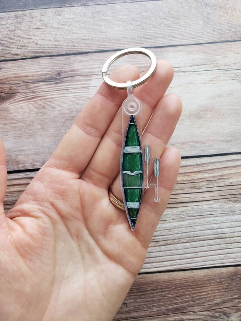 Canoe Keychain Outdoorsy Keychain Canoe Lover Lake House Etsy