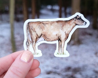 Jersey Cow Vinyl Sticker, Cow Water Bottle Sticker, Farm Animal Laptop Sticker, Vinyl Decal, Farm Animal, Cow