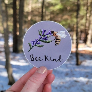 Bee Kind Vinyl Sticker, Honey Bee Water Bottle Sticker, Laptop Sticker, Vinyl Decal, Honey, Beekeeping, Apiary, Honey Bee