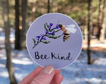 Bee Kind Vinyl Sticker, Honey Bee Water Bottle Sticker, Laptop Sticker, Vinyl Decal, Honey, Beekeeping, Apiary, Honey Bee