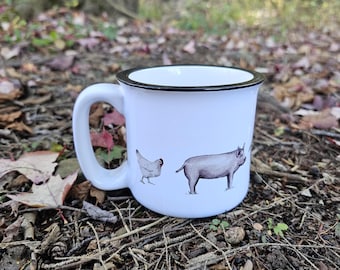 Mug animal de la ferme, vache Holstein, mouton, porc, tasse à café poulet, tasse de camp en céramique