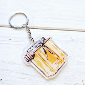 Honey Pot and Dipper Keychain, Gift For Bee Lover, Honey Bees