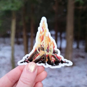 Campfire Sticker, Camping Sticker, Nature Waterproof Vinyl Sticker, Hiking Lover Gift