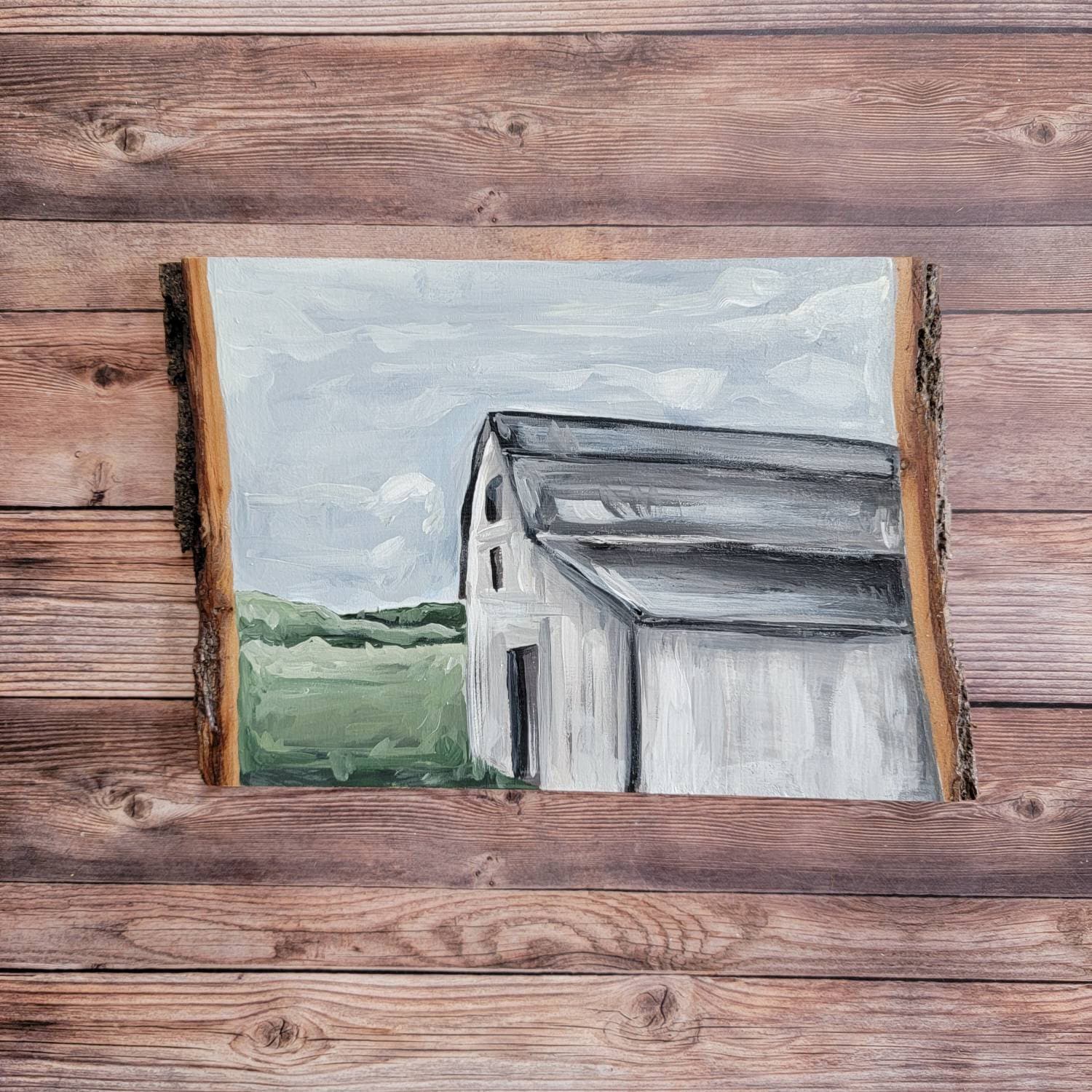 Weiße Scheune Malerei auf Holzscheibe, Rustikale Malerei auf Holz,  Holzscheibe Gemälde, Scheunen Dekor, rustikale Wandkunst, Original gemälde  - Etsy Österreich, image size:1500x1500