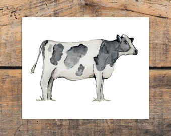 Cow Farmhouse Wall Art Print, Holstein Cow Decor, Black and White Cow, Farm Animal Wall Art, Black and White Cow Art Print