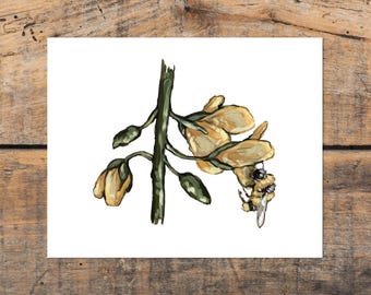Impresión artística de abejorro, miel, arte de abejas, apicultor