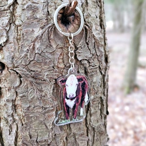 Hereford Cow Acrylic Keychain, Gift For Cow Lover, Farm Animal, Hereford Cows, Red and White Cow