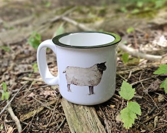 Keramische mok schapen, koffiemok boerderijdieren, keramische kampmok