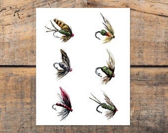 Fly Fishing Lures Art Print, Rustic Outdoorsy Wall Art, Cabin Art Print, Canoeing, Lake House Decor