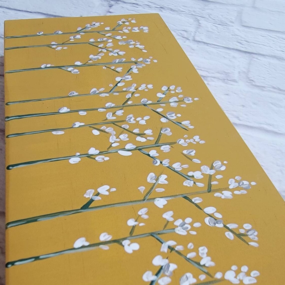 Baby's Breath Painting on Wood Yellow Ochre Wall Art Etsy