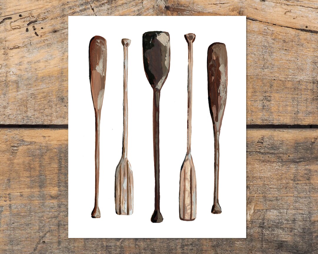 Oars Art Print, Rustic Outdoorsy Wall Art, Cabin Art Print, Canoeing