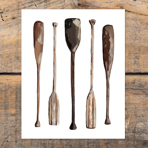 Oars Art Print, Rustic Outdoorsy Wall Art, Cabin Art Print, Canoeing, Lake House Decor