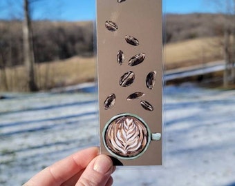 Coffee Latte Mug Bookmark, Coffee Lover, Barista, Latte Bookmark, Small Gift, Single or Set of Four