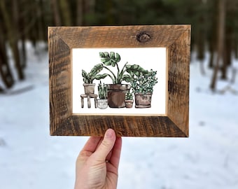 House Plants Art Print in Wood Frame, Plant Lover Painting