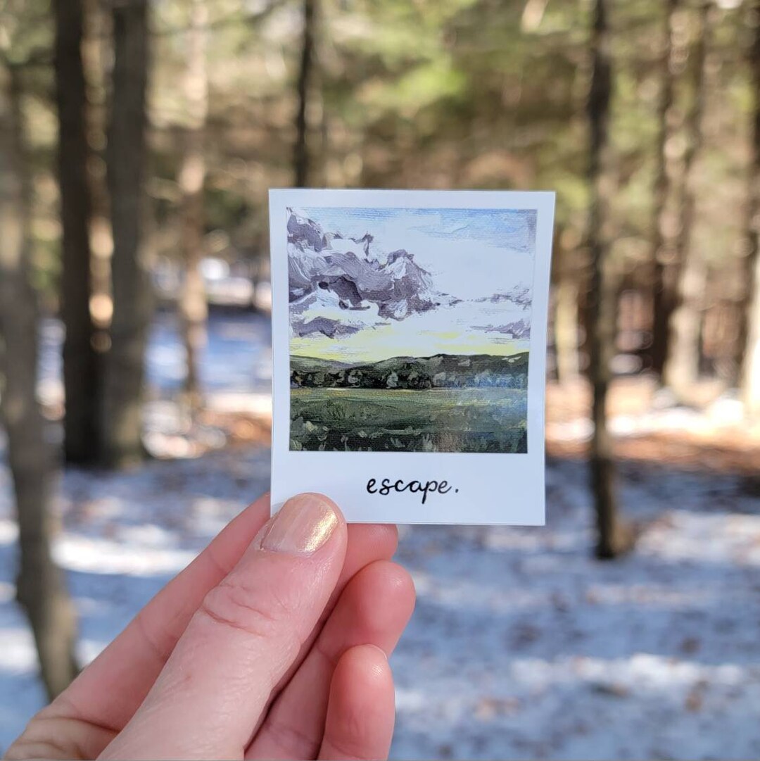 Escape Landscape Vintage Photo Vinyl Sticker, Vintage Landscape Sticker ...