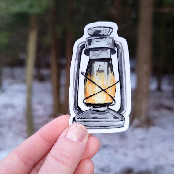 Rustic Lantern Sticker, Waterproof Vinyl Sticker, Hiking Camping Lover Sticker, Nature Lover