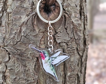 Hummingbird Acrylic Keychain, Gift For Bird Lover, Hummingbird