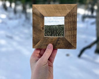 Landscape Rustic Art Print in Wood Frame, Farmer's Field Landscape Wall Decor, Landscape Painting