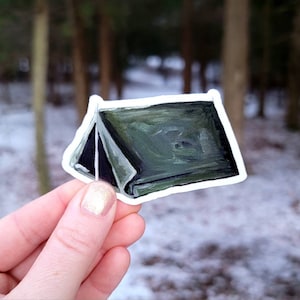Tentsticker, sticker campingliefhebber, waterdichte vinylsticker, wandelen kamperen natuurliefhebber cadeau