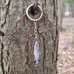 Rainbow Trout Acrylic Keychain, Gift For Nature Lover, Fishing Gift, Fisherman, Fish Keychain