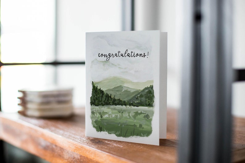 Congratulations Landscape Card, Rustic Nature Card, Outdoors Lover Card ...