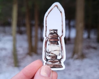 Lantern Sticker, Nature Lover, Camping Sticker, Waterproof Vinyl Sticker, Hiker Gift