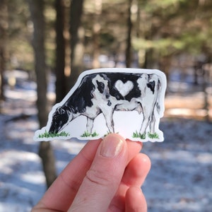 Love Cow Vinyl Sticker Holstein, Heart Cow, Water Bottle Sticker, Laptop Sticker, Vinyl Decal, Farm Animal, Cow, Black and White Cow Sticker