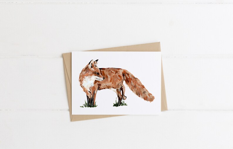 Fox Greeting Card, Woodland Animal Card, Fox Animal Greeting Card, Cute Card Any Occasion, Forest Animal Card image 1