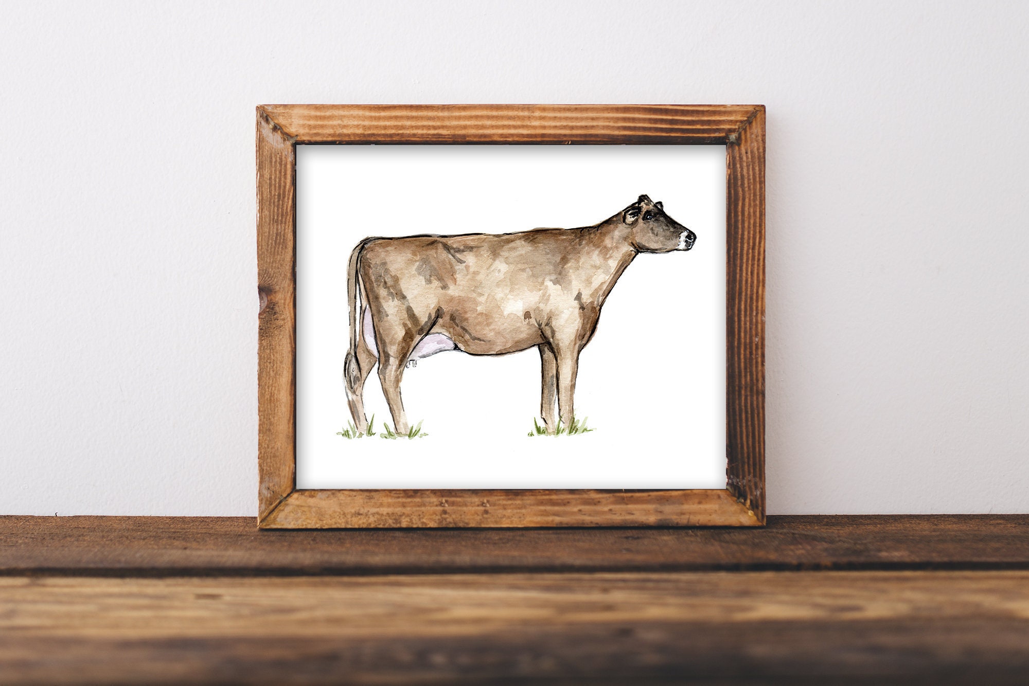 Jersey Cow Wall Art Print Rustic Jersey Cow Decor Farmhouse Etsy