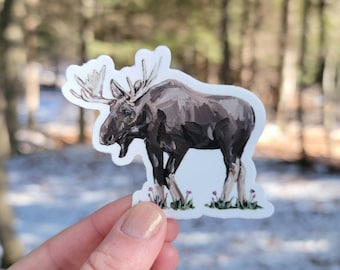 Moose Vinyl Sticker, Woodland Animal Water Bottle Sticker, Moose Laptop Sticker, Vinyl Decal, Forest Animal, Moose