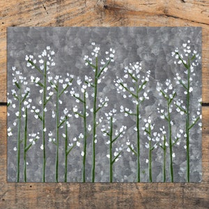 Rustic Art Print, Baby's Breath with Metal Looking Background, Farmhouse Style