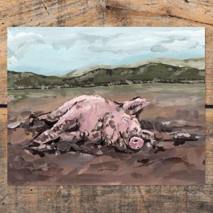 Pig In Mud Print, Farm Animal, Shabby Chic Wall Art, Animal Room Decor, Art Print