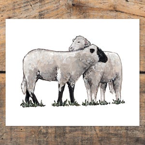 Sheep Farmhouse Wall Art Print, Rustic Wall Art, Farm Animal Room Decor