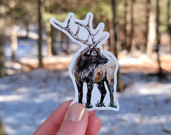 Elk Vinyl Sticker, Woodland Water Bottle Sticker, Rustic Laptop Sticker, Vinyl Decal, Forest Animal, Woodland, Nature