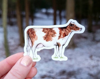 Ayrshire Cow Vinyl Sticker, Water Bottle Sticker, Laptop Sticker, Vinyl Decal, Farm Animal, Cow Lover