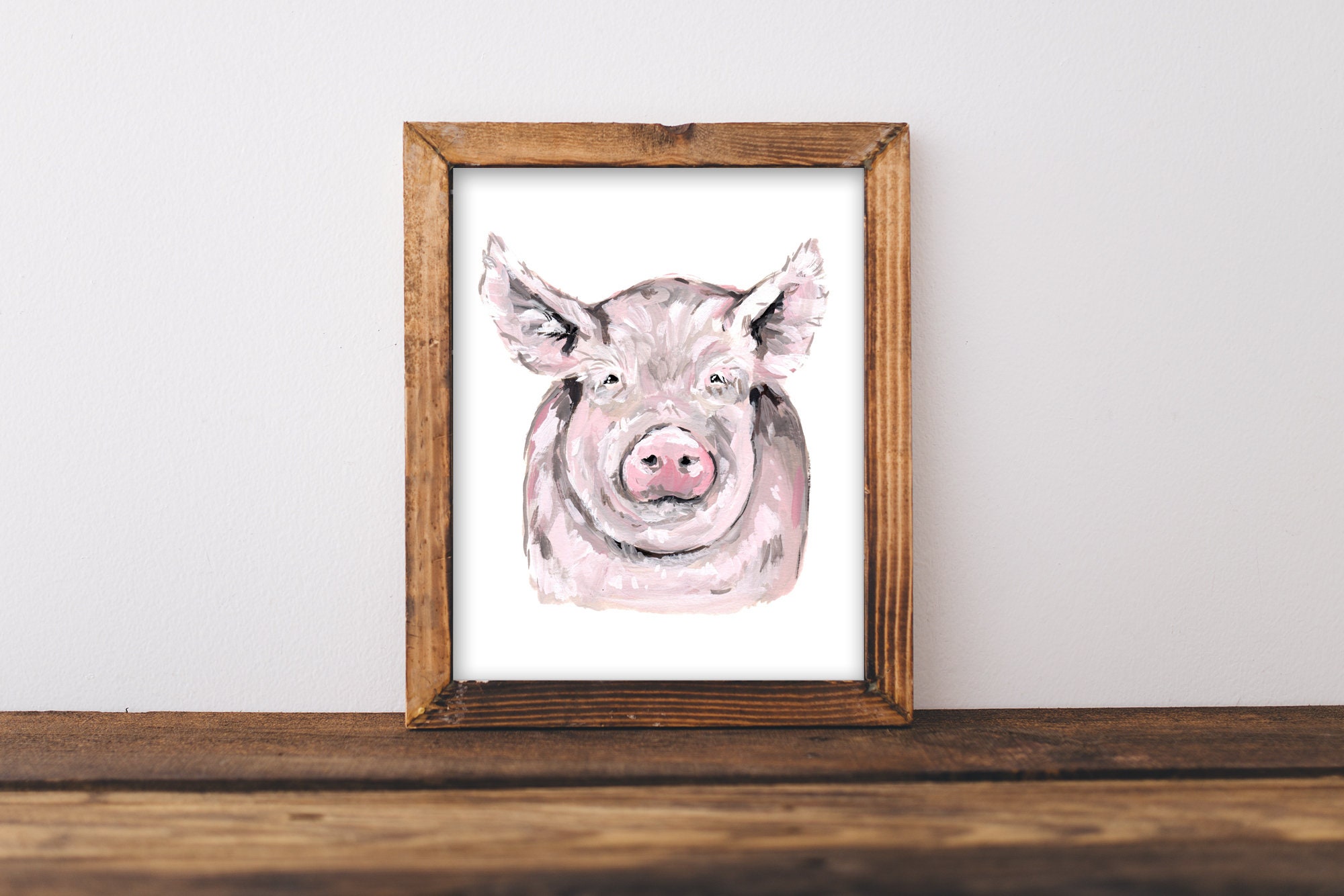 Farm Animal Art Print, Rustic Wall Art Print Set, Cow, Sheep, Pig ...